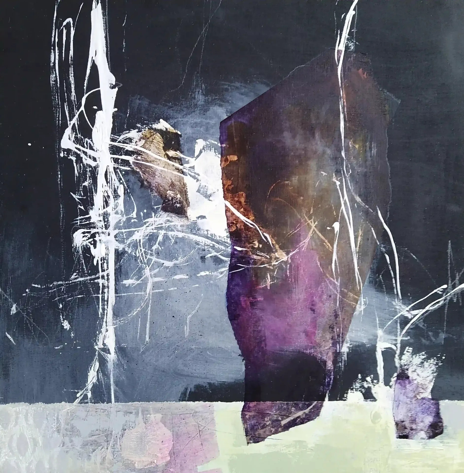 📍| Itseni tuolle puolen | Outi Hägg | 2024 | 30x30 cm | akryyli vanerille | #202401